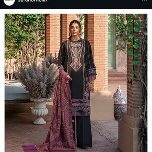 Elegant Black and Purple Embroidered Suit